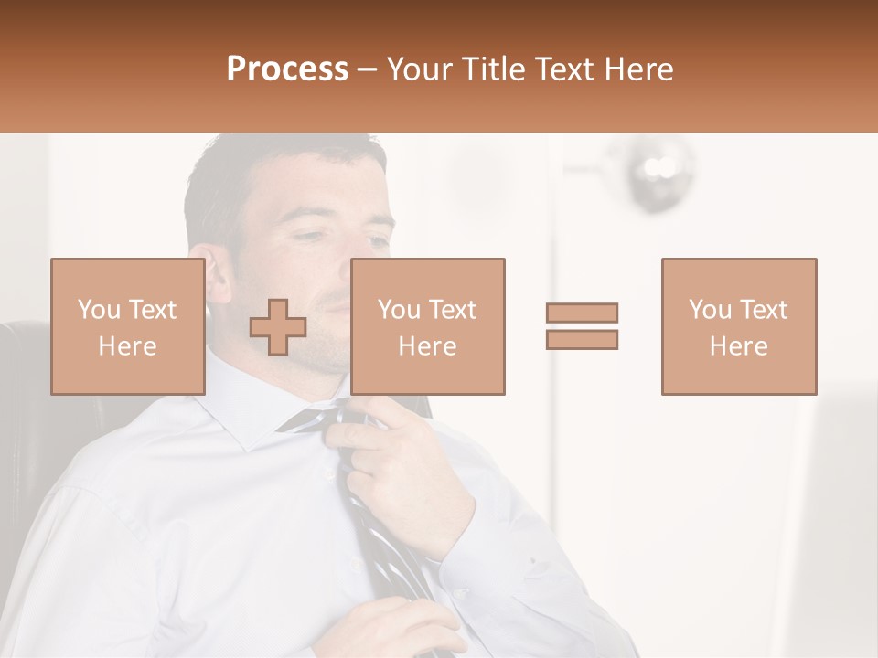 A Man Sitting In A Chair Adjusting His Tie PowerPoint Template