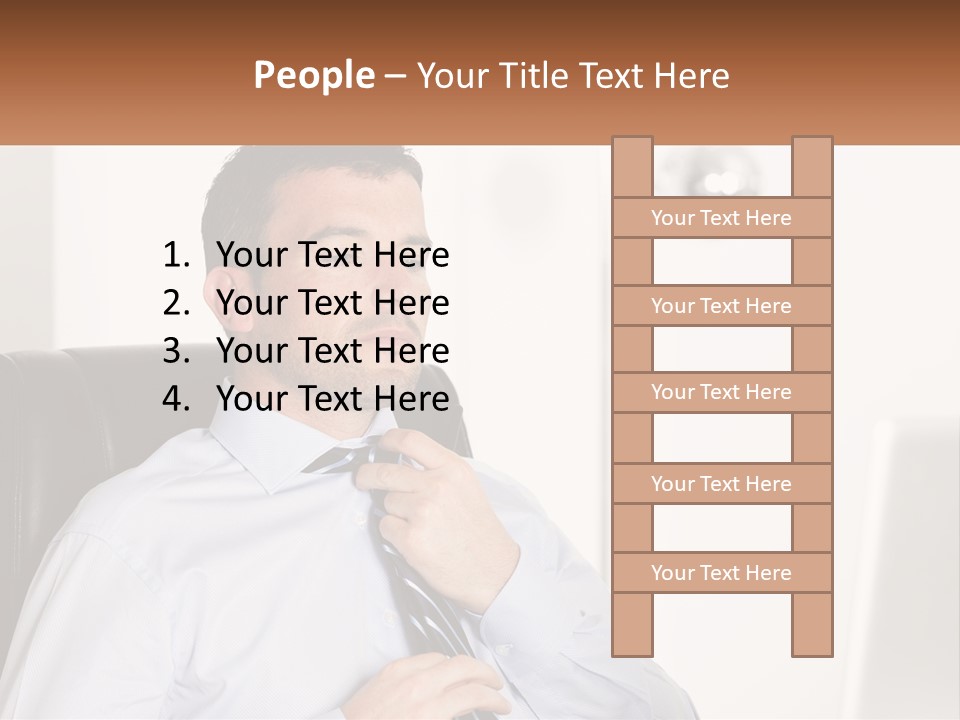 A Man Sitting In A Chair Adjusting His Tie PowerPoint Template
