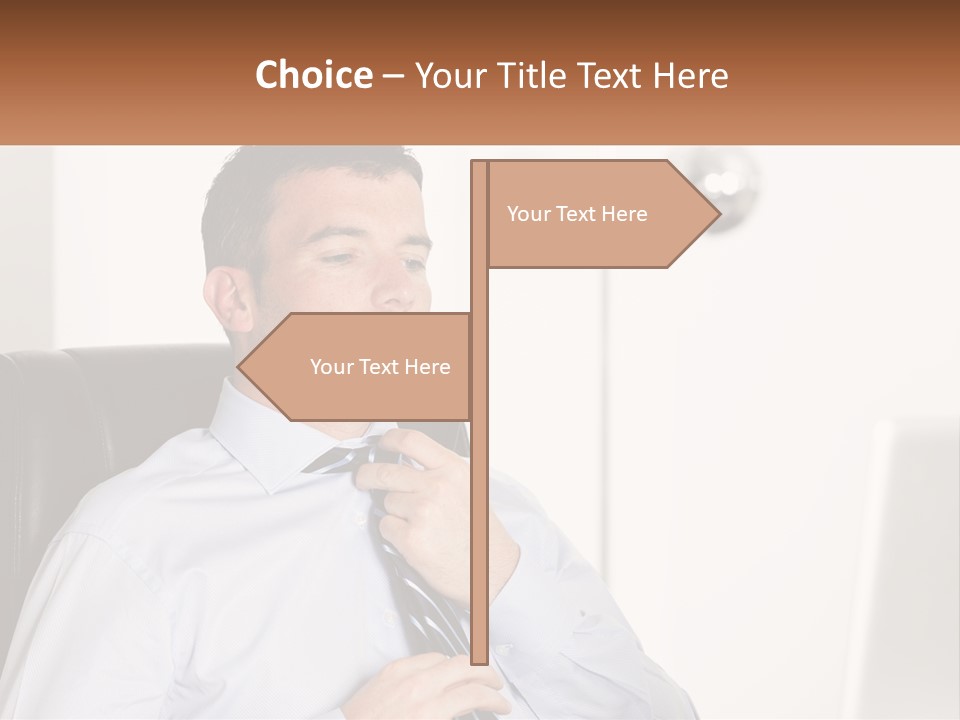 A Man Sitting In A Chair Adjusting His Tie PowerPoint Template