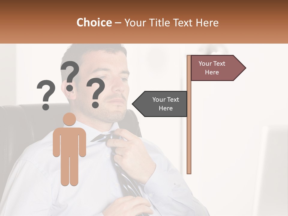 A Man Sitting In A Chair Adjusting His Tie PowerPoint Template