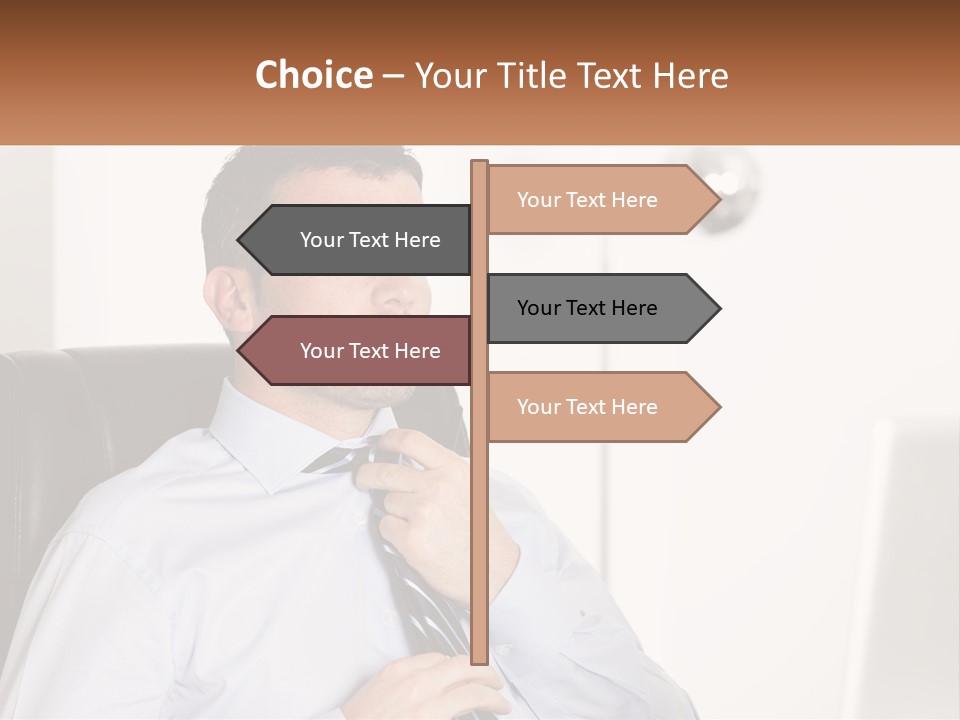 A Man Sitting In A Chair Adjusting His Tie PowerPoint Template