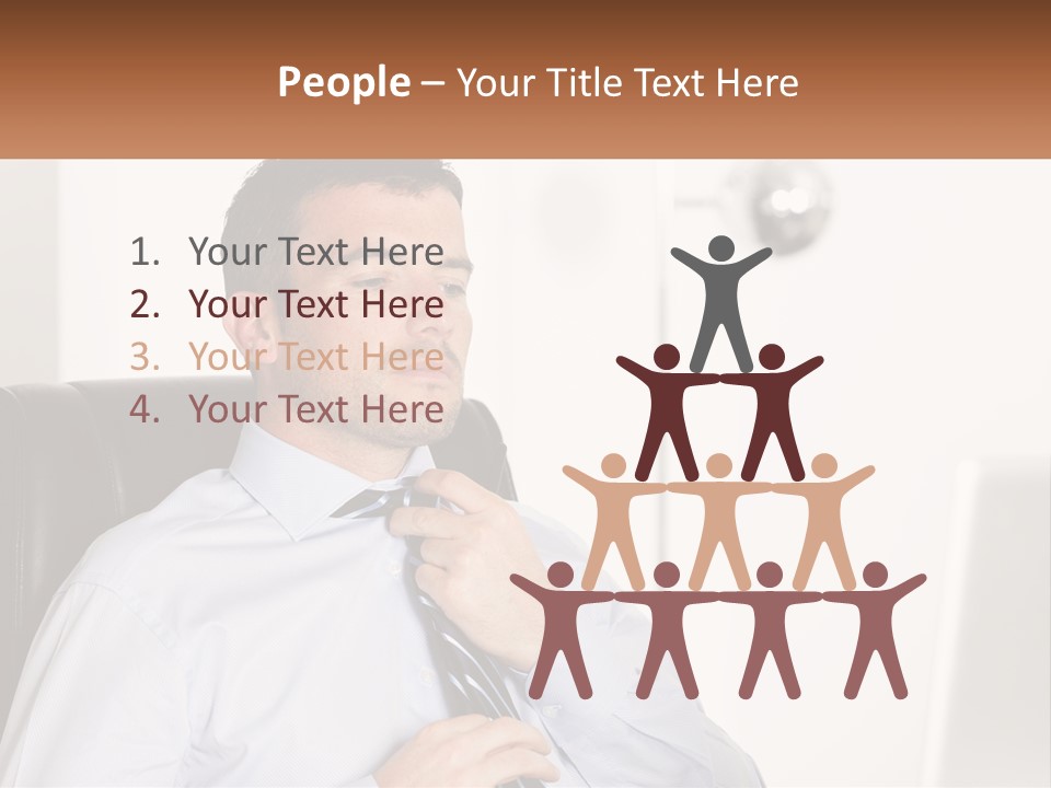 A Man Sitting In A Chair Adjusting His Tie PowerPoint Template