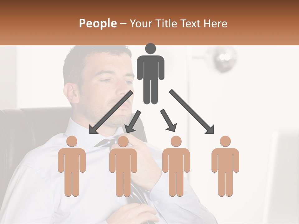 A Man Sitting In A Chair Adjusting His Tie PowerPoint Template