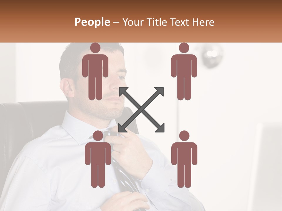 A Man Sitting In A Chair Adjusting His Tie PowerPoint Template