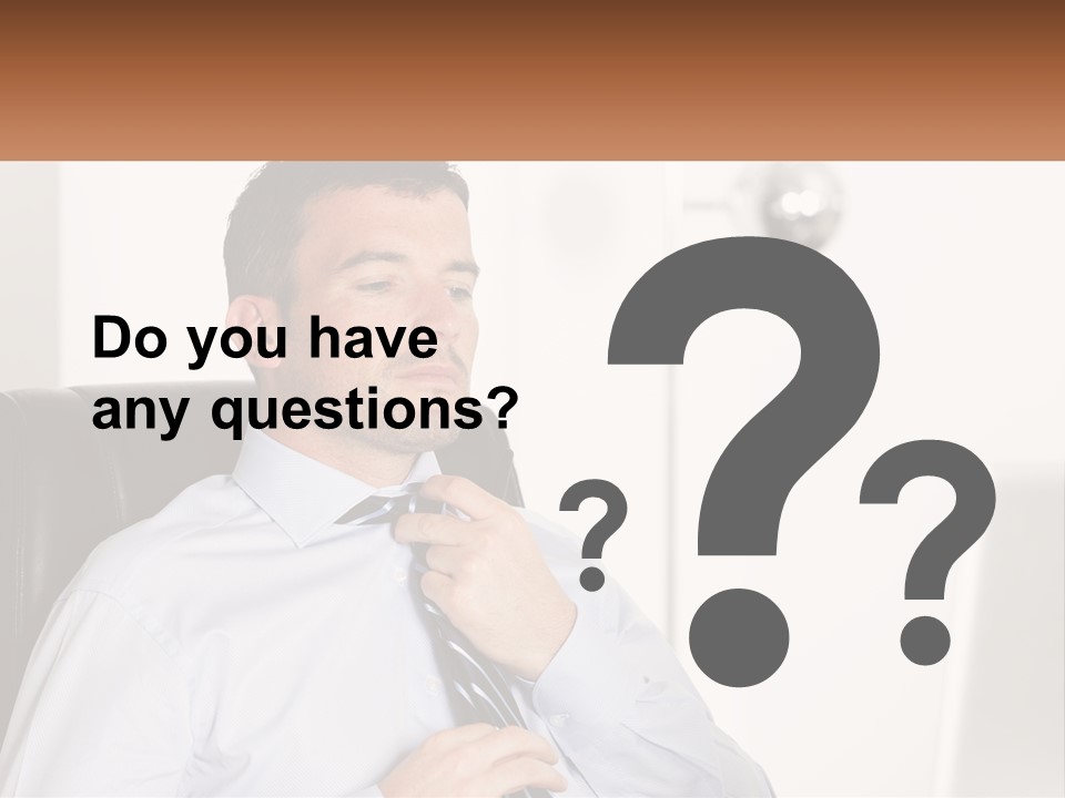 A Man Sitting In A Chair Adjusting His Tie PowerPoint Template