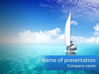 A Sailboat Floating In The Ocean On A Sunny Day PowerPoint Template