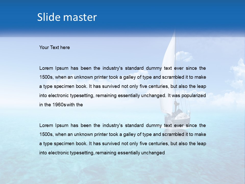 A Sailboat Floating In The Ocean On A Sunny Day PowerPoint Template