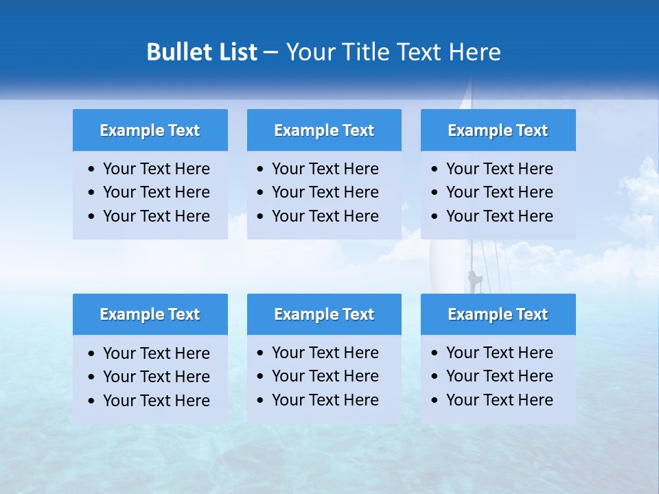 A Sailboat Floating In The Ocean On A Sunny Day PowerPoint Template