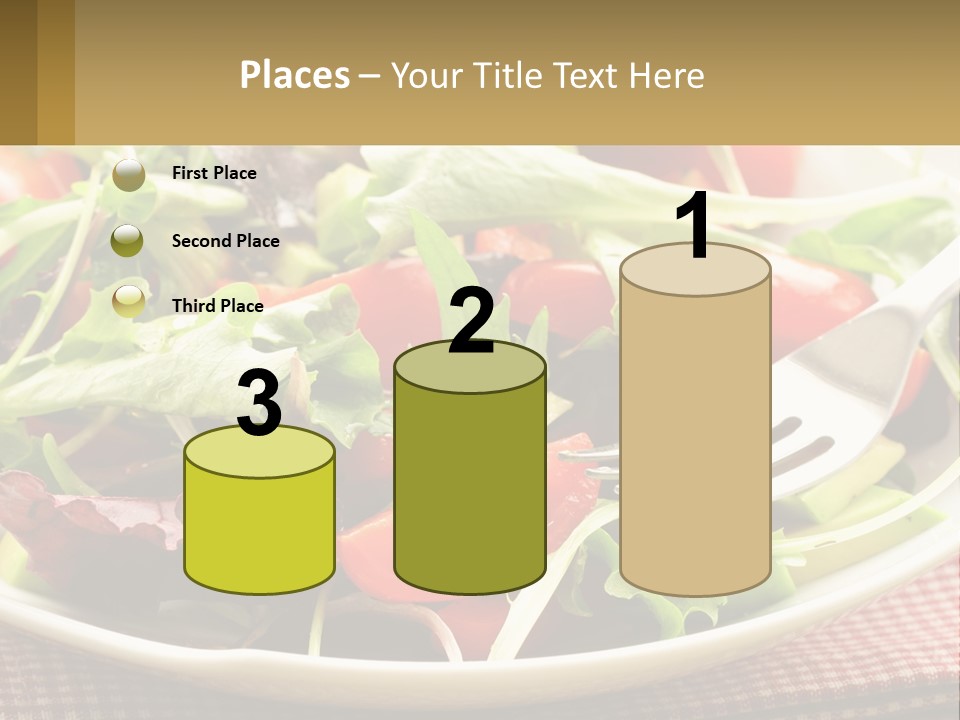 A Salad With Tomatoes And Lettuce On A Plate With A Fork PowerPoint Template