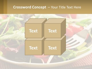 A Salad With Tomatoes And Lettuce On A Plate With A Fork PowerPoint Template