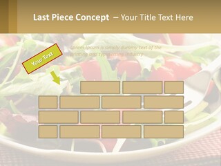 A Salad With Tomatoes And Lettuce On A Plate With A Fork PowerPoint Template