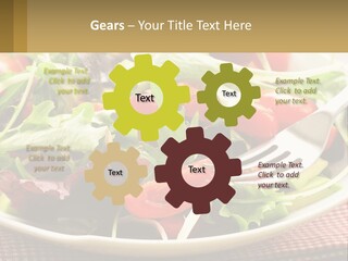 A Salad With Tomatoes And Lettuce On A Plate With A Fork PowerPoint Template