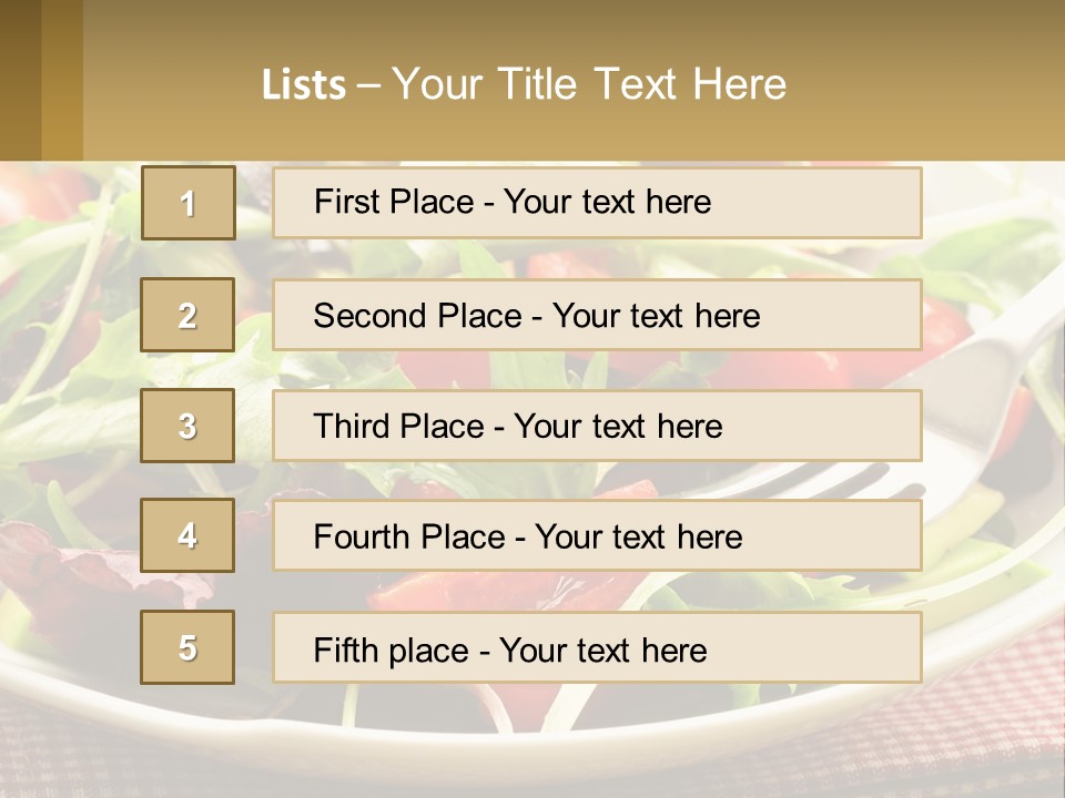 A Salad With Tomatoes And Lettuce On A Plate With A Fork PowerPoint Template