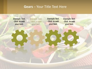 A Salad With Tomatoes And Lettuce On A Plate With A Fork PowerPoint Template