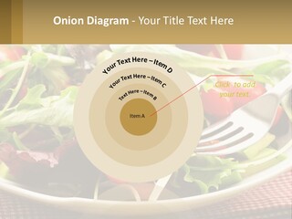 A Salad With Tomatoes And Lettuce On A Plate With A Fork PowerPoint Template