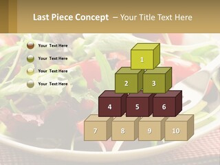A Salad With Tomatoes And Lettuce On A Plate With A Fork PowerPoint Template