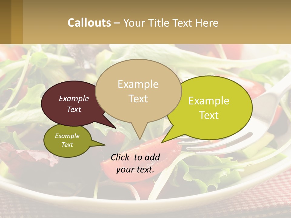 A Salad With Tomatoes And Lettuce On A Plate With A Fork PowerPoint Template