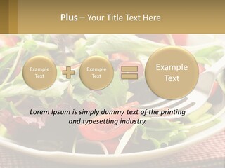 A Salad With Tomatoes And Lettuce On A Plate With A Fork PowerPoint Template