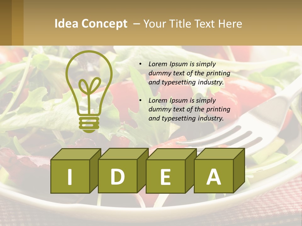 A Salad With Tomatoes And Lettuce On A Plate With A Fork PowerPoint Template