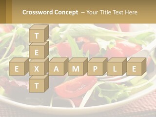 A Salad With Tomatoes And Lettuce On A Plate With A Fork PowerPoint Template