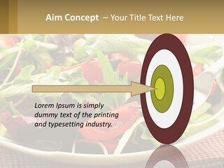 A Salad With Tomatoes And Lettuce On A Plate With A Fork PowerPoint Template