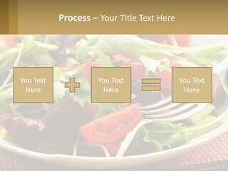 A Salad With Tomatoes And Lettuce On A Plate With A Fork PowerPoint Template