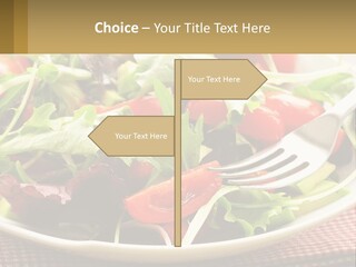 A Salad With Tomatoes And Lettuce On A Plate With A Fork PowerPoint Template