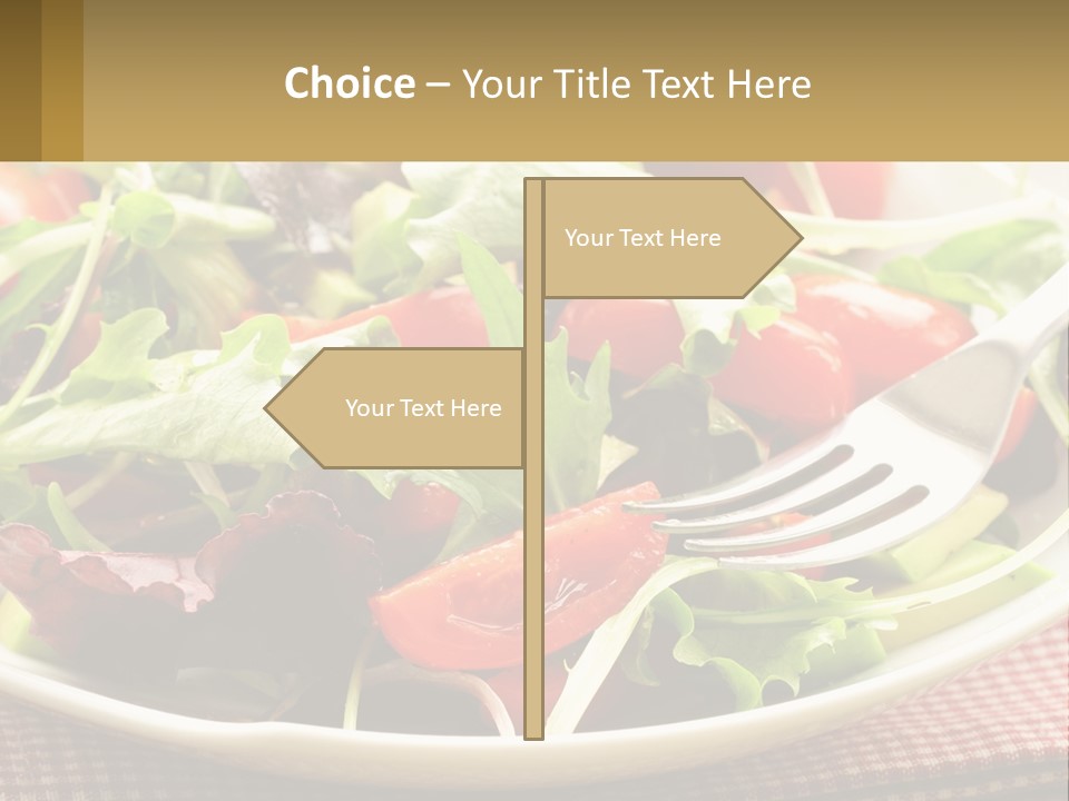 A Salad With Tomatoes And Lettuce On A Plate With A Fork PowerPoint Template