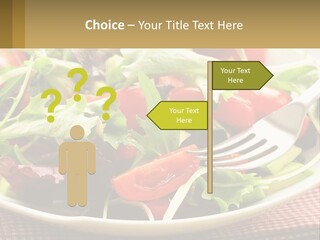A Salad With Tomatoes And Lettuce On A Plate With A Fork PowerPoint Template