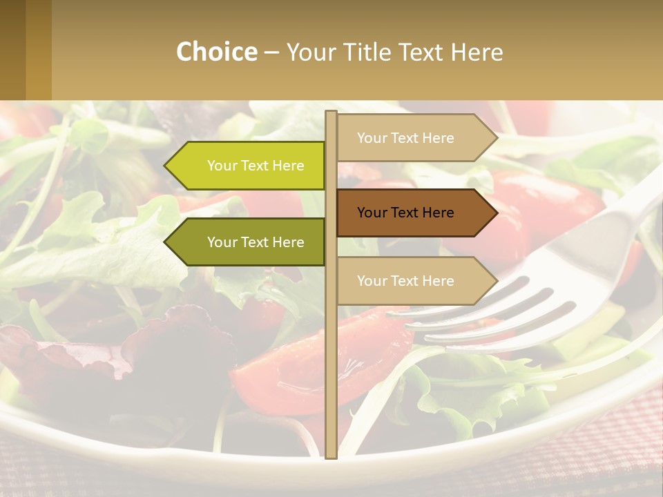A Salad With Tomatoes And Lettuce On A Plate With A Fork PowerPoint Template