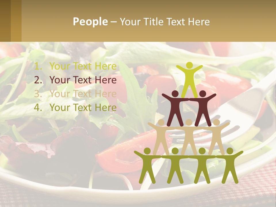 A Salad With Tomatoes And Lettuce On A Plate With A Fork PowerPoint Template