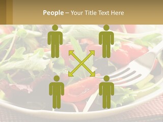 A Salad With Tomatoes And Lettuce On A Plate With A Fork PowerPoint Template