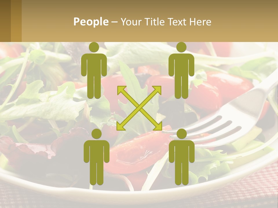 A Salad With Tomatoes And Lettuce On A Plate With A Fork PowerPoint Template