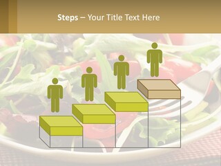 A Salad With Tomatoes And Lettuce On A Plate With A Fork PowerPoint Template