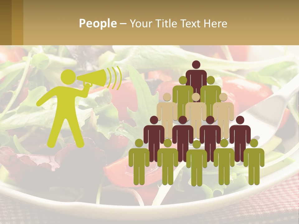 A Salad With Tomatoes And Lettuce On A Plate With A Fork PowerPoint Template