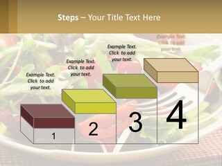 A Salad With Tomatoes And Lettuce On A Plate With A Fork PowerPoint Template