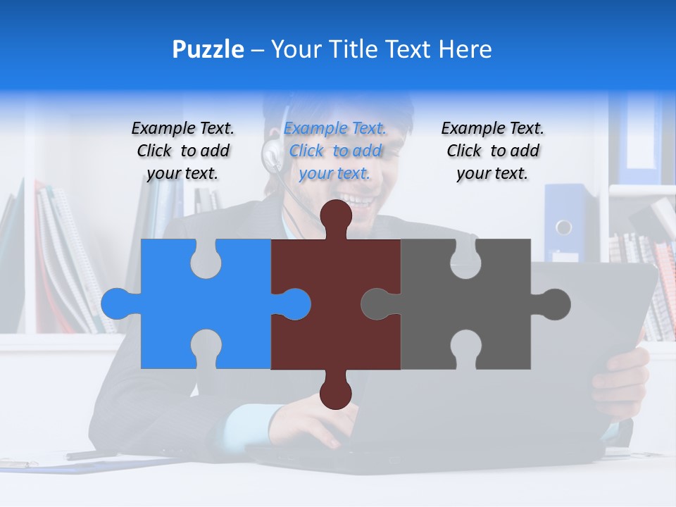 A Man Wearing A Headset And Using A Laptop PowerPoint Template