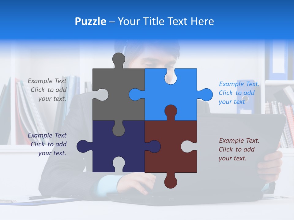 A Man Wearing A Headset And Using A Laptop PowerPoint Template