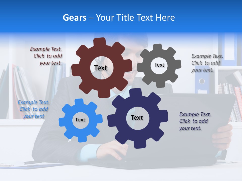 A Man Wearing A Headset And Using A Laptop PowerPoint Template