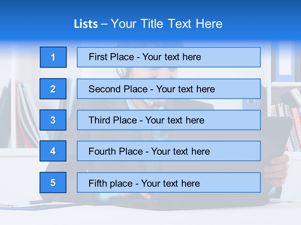 A Man Wearing A Headset And Using A Laptop PowerPoint Template