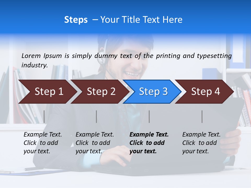 A Man Wearing A Headset And Using A Laptop PowerPoint Template