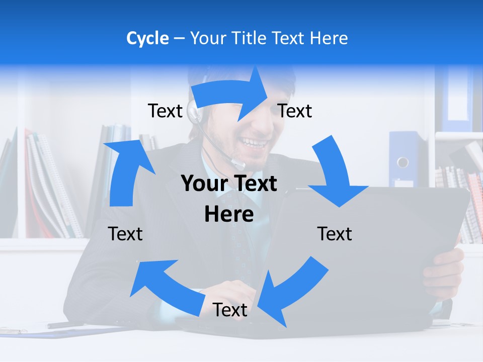 A Man Wearing A Headset And Using A Laptop PowerPoint Template