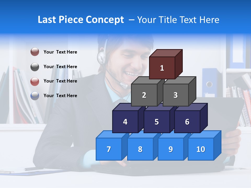 A Man Wearing A Headset And Using A Laptop PowerPoint Template