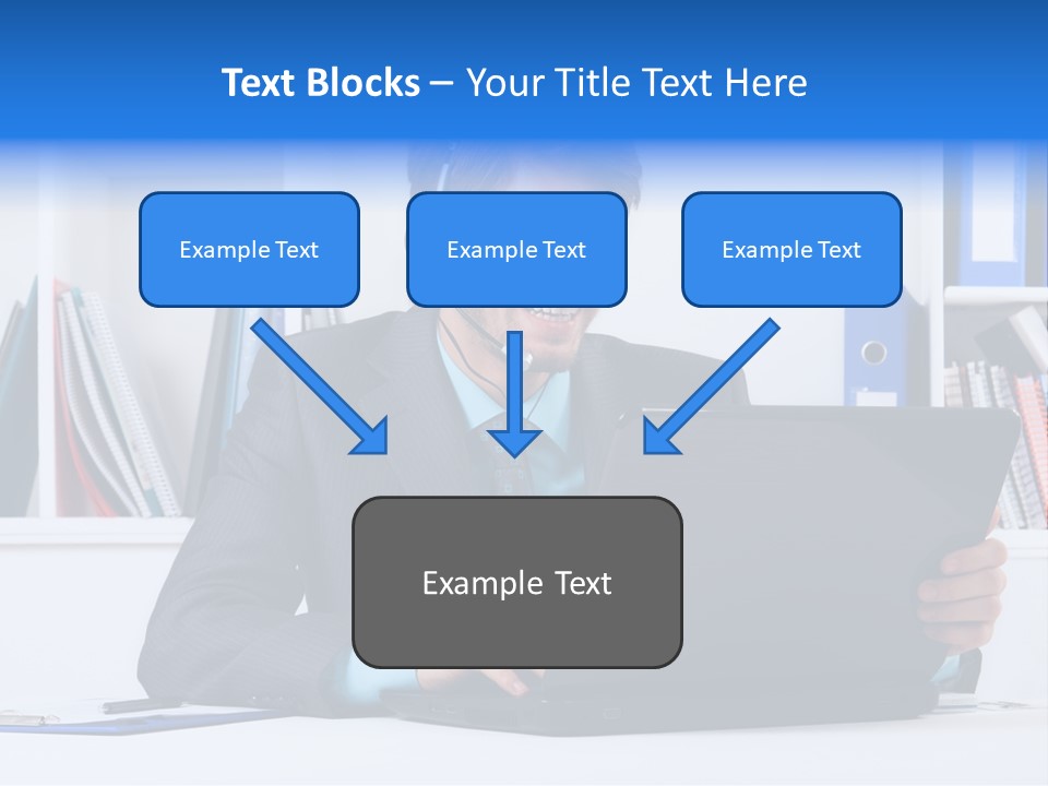A Man Wearing A Headset And Using A Laptop PowerPoint Template