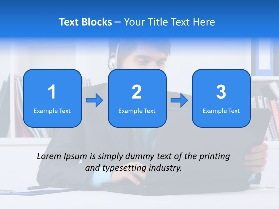 A Man Wearing A Headset And Using A Laptop PowerPoint Template