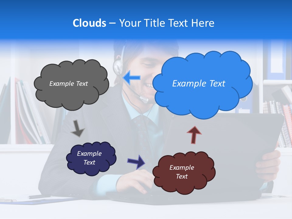 A Man Wearing A Headset And Using A Laptop PowerPoint Template