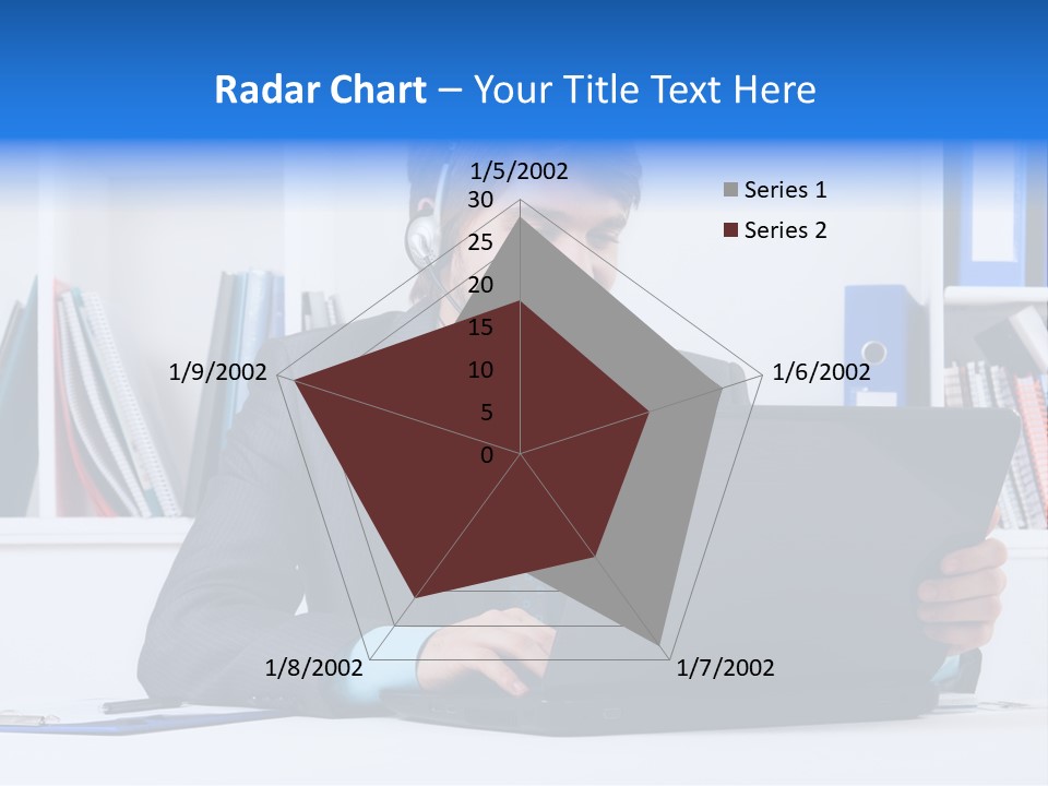 A Man Wearing A Headset And Using A Laptop PowerPoint Template