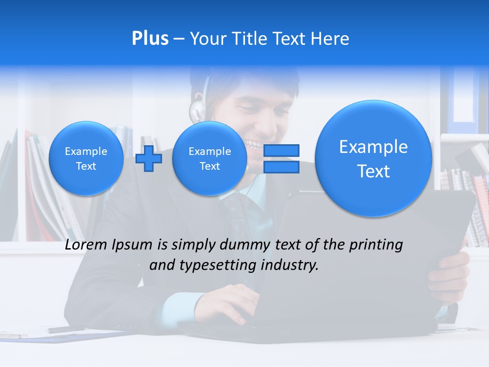 A Man Wearing A Headset And Using A Laptop PowerPoint Template