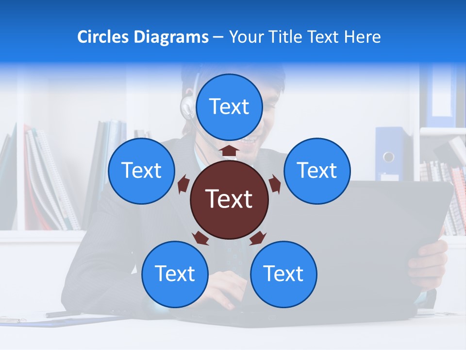 A Man Wearing A Headset And Using A Laptop PowerPoint Template