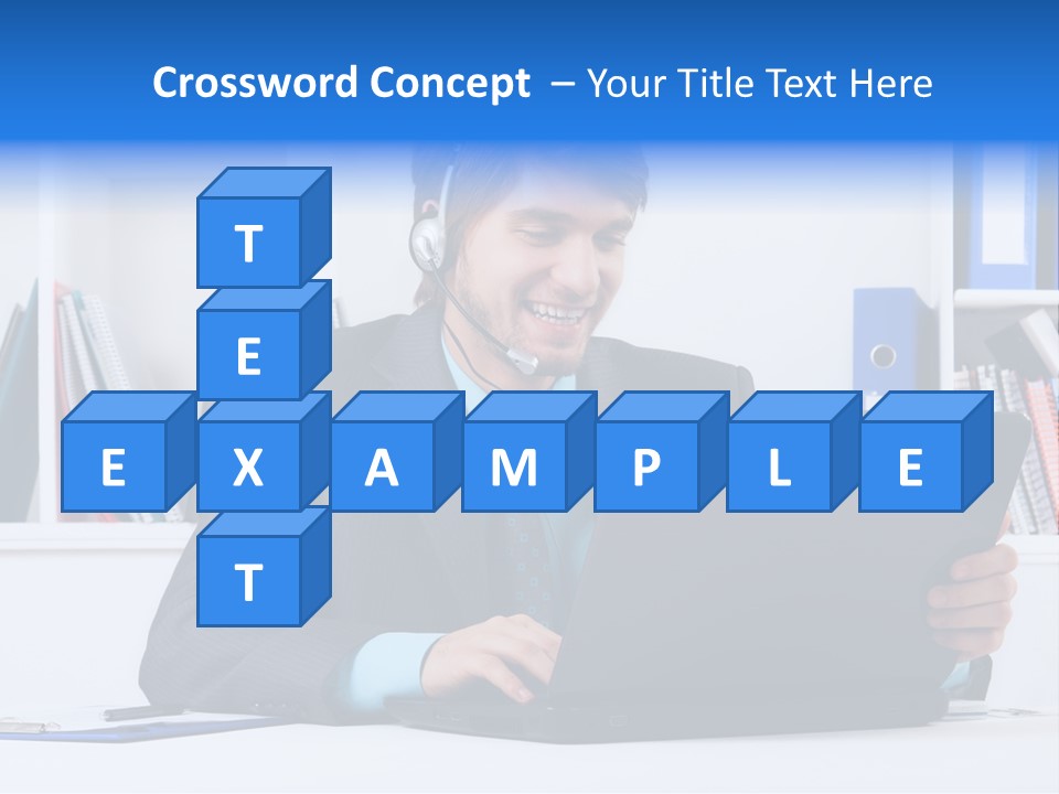 A Man Wearing A Headset And Using A Laptop PowerPoint Template